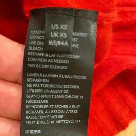 Anthropologie Women's Sweater Pullover 100% cashmere Red V-neck sweater  XS-S - Picture 9 of 13